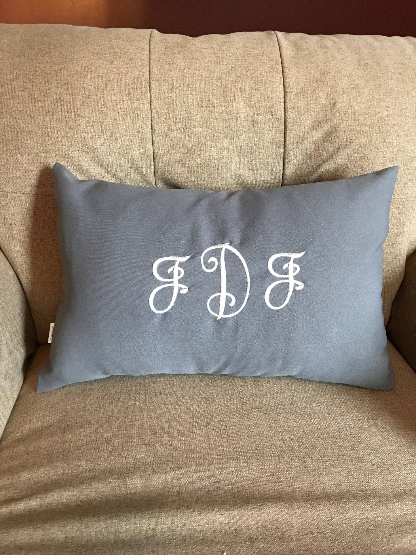 Embroidered - Monogrammed Pillow Cover/Sham - Customized - Personalized Gift Idea - Polyester Sham
