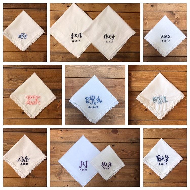 Personalized Handkerchiefs - Great Wedding Gift - Words or Monogram on Hanky