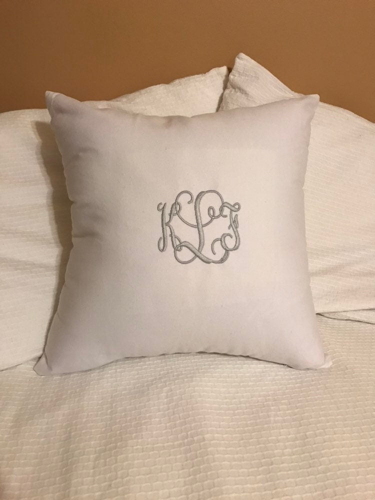 Embroidered - Monogrammed Pillow Sham - Customized - Personalized Gift Idea - Cotton Canvas