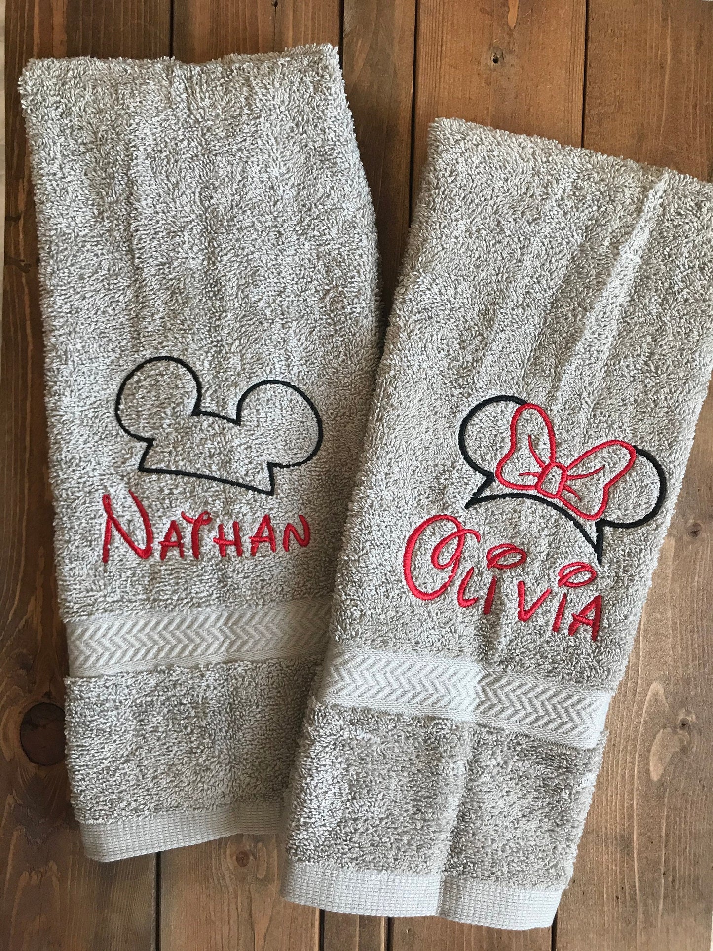 Disney Personalized Bathroom Hand Towels -Cotton- Embroidered-Choose your Design and Colors - Bath Hand Towel