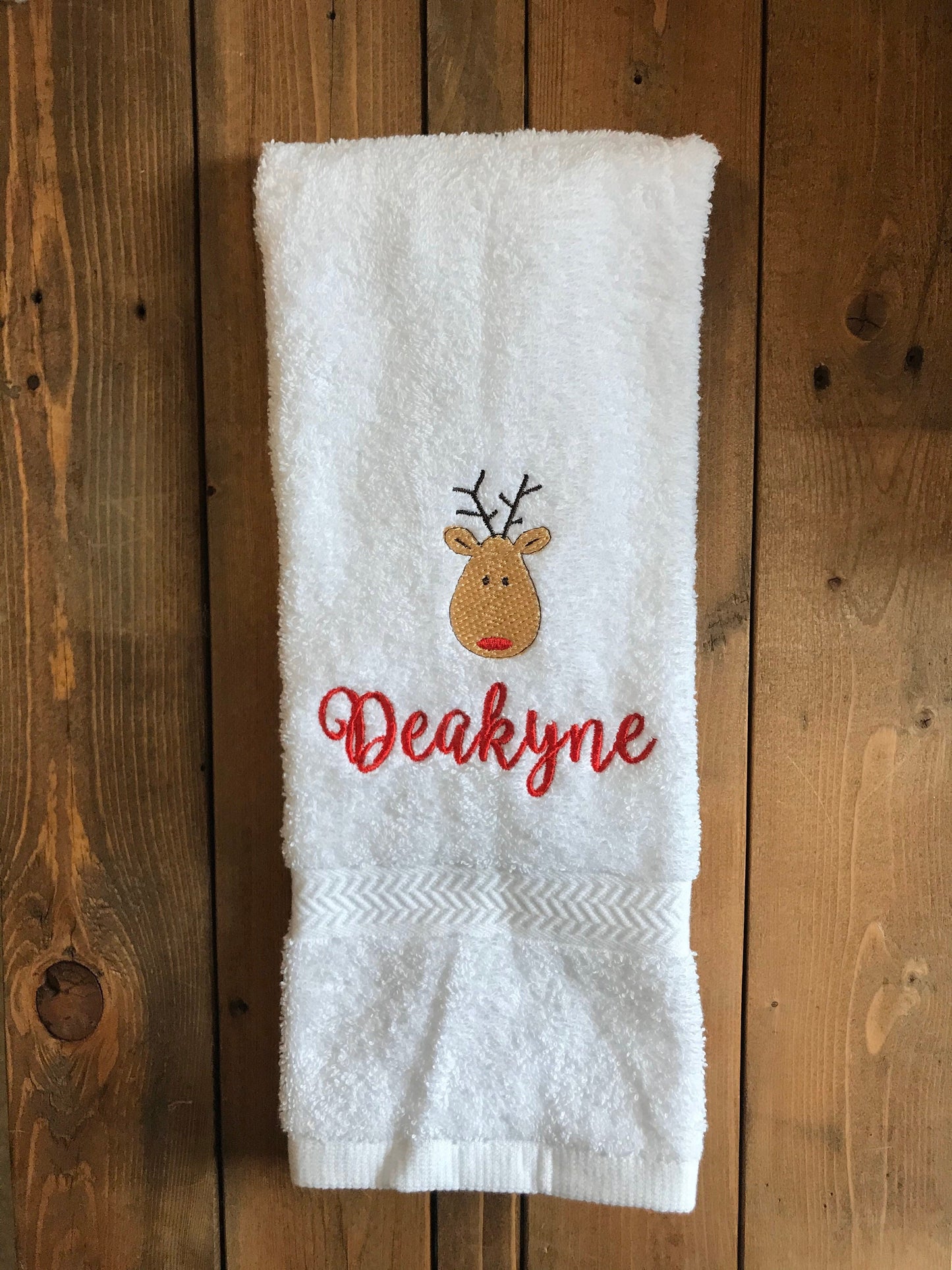 Personalized Christmas Bath Hand Towels -Embroidered-Christmas Decor - Bathroom Towel - Custom Design
