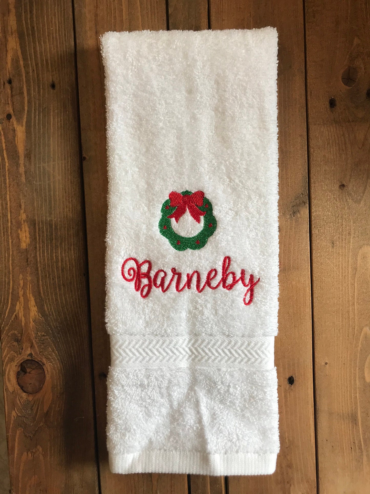 Personalized Christmas Bath Hand Towels -Embroidered-Christmas Decor - Bathroom Towel - Custom Design