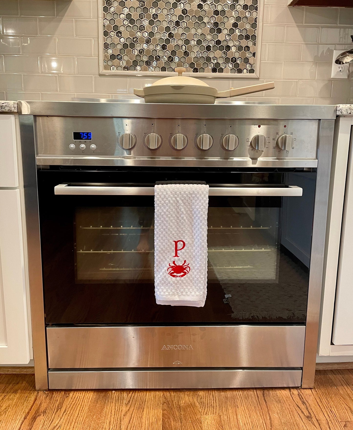 Crab Themed Personalized Bathroom Hand Towels or Kitchen Towels -Cotton- Embroidered - Choose your Towel and Colors - Bath Towel