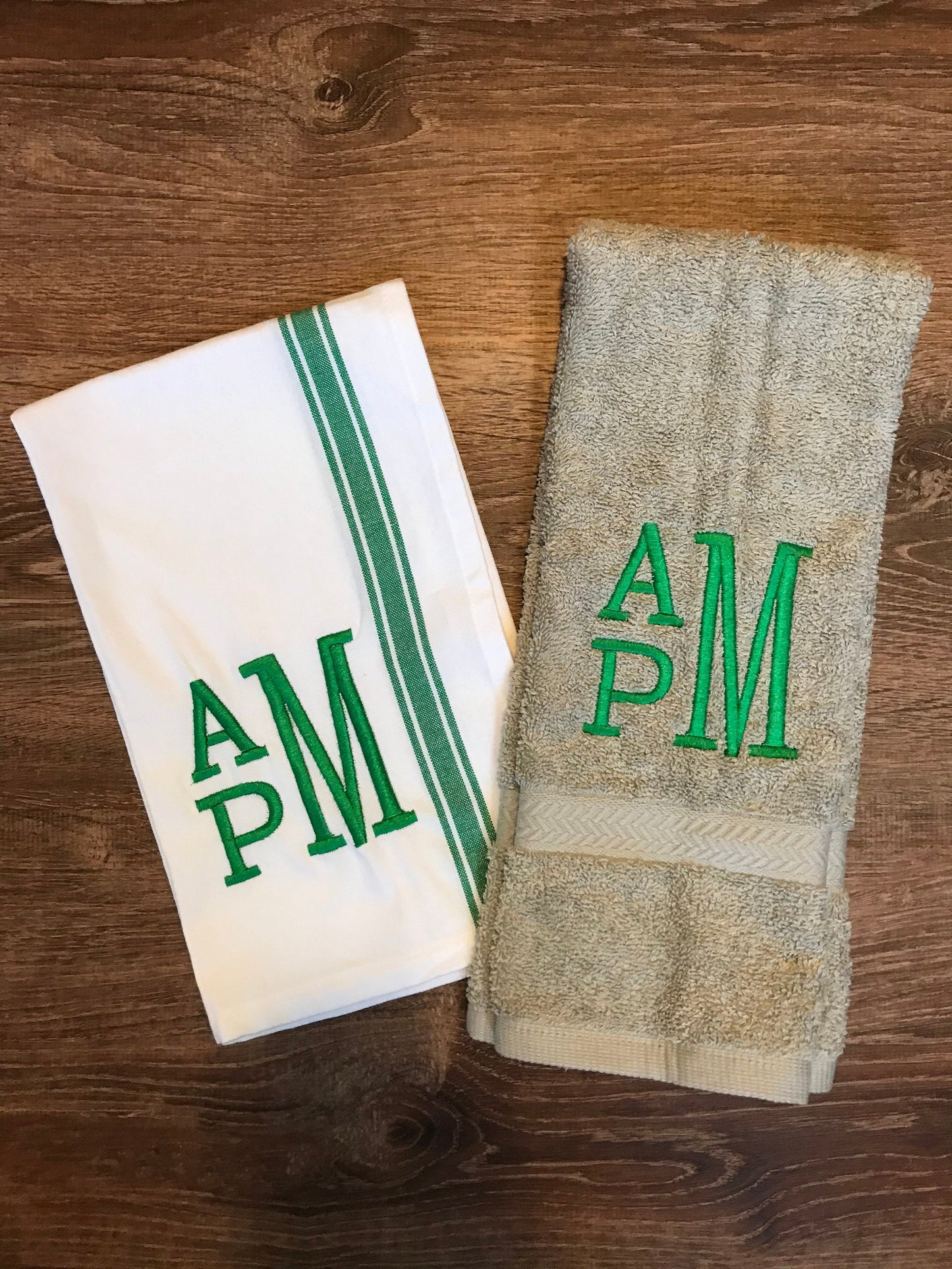Towel Gift Set - Monogrammed Kitchen and Bath Hand Towel - Personalized Housewarming or Engagement Gift