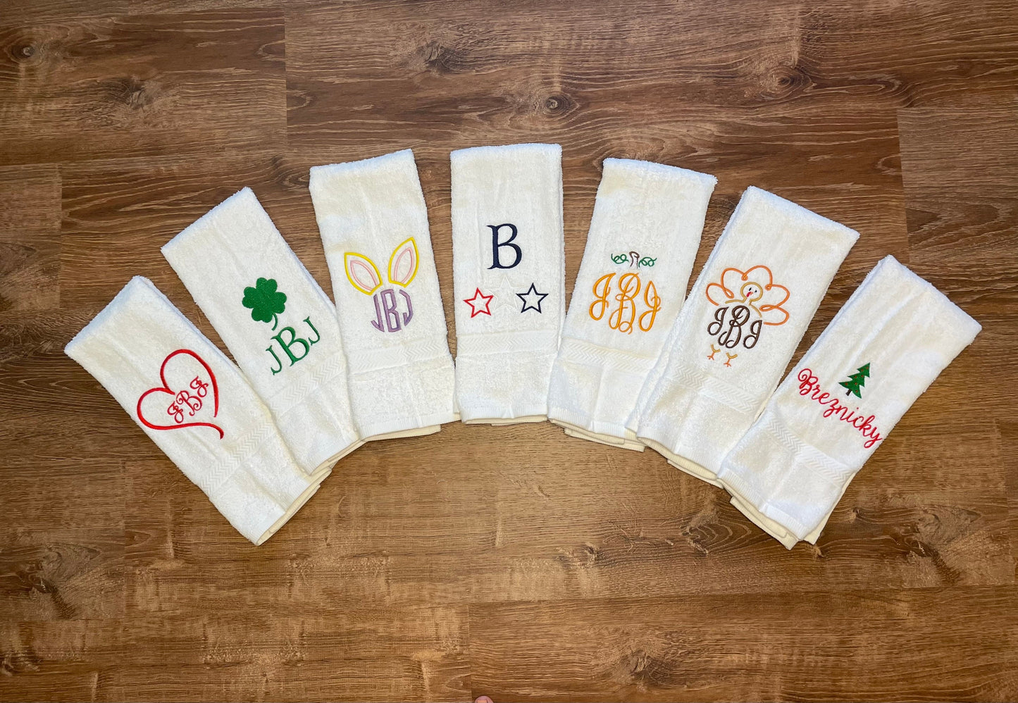 Holiday Personalized Bathroom Hand Towels -Cotton- Embroidered-Choose your Colors - Bath Towel