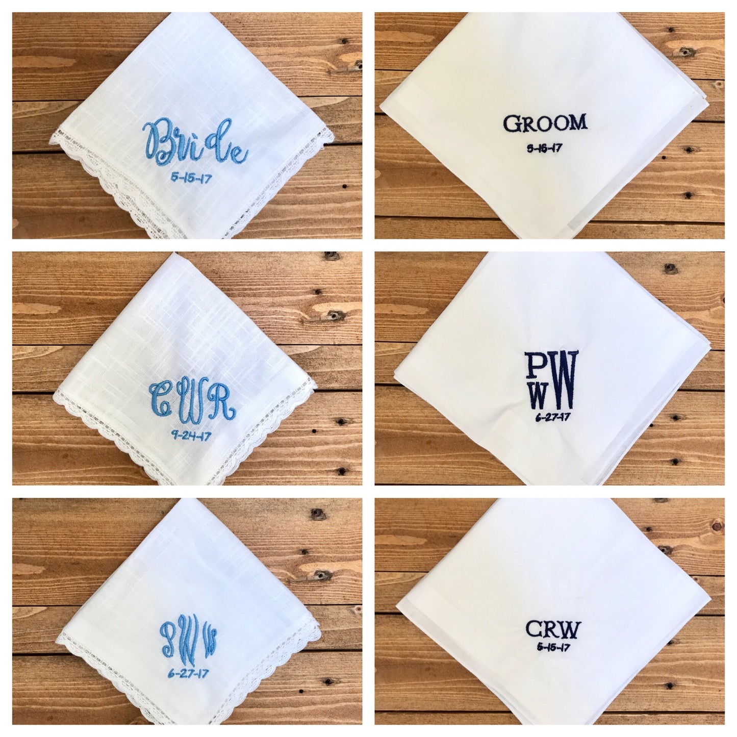 Personalized Handkerchiefs - Great Wedding Gift - Words or Monogram on Hanky