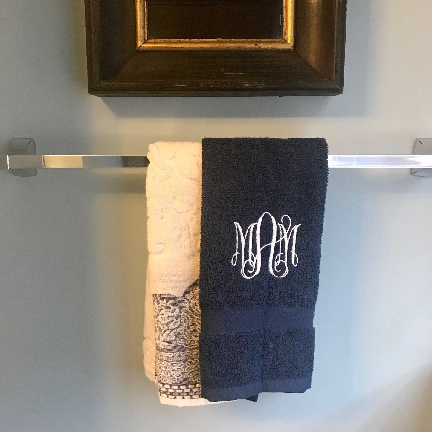 Monogrammed Personalized Bathroom Hand Towels -Cotton- Embroidered Monogram-Choose your Colors