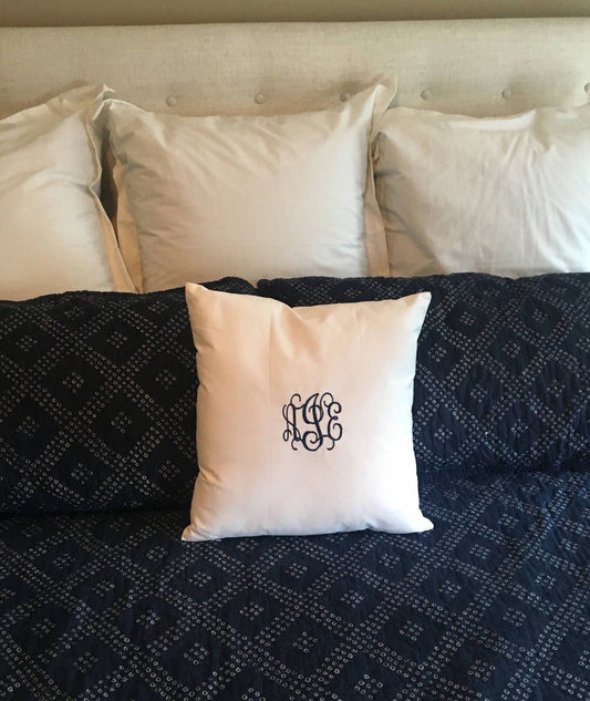 Embroidered - Monogrammed Pillow Sham - Customized - Personalized Gift Idea - Cotton Canvas