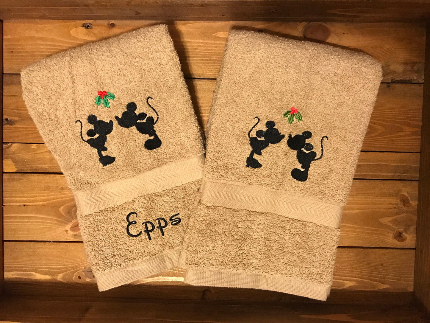 Disney Christmas Personalized Bathroom Hand Towels -Cotton- Embroidered-Choose your Design and Colors - Bath Towel