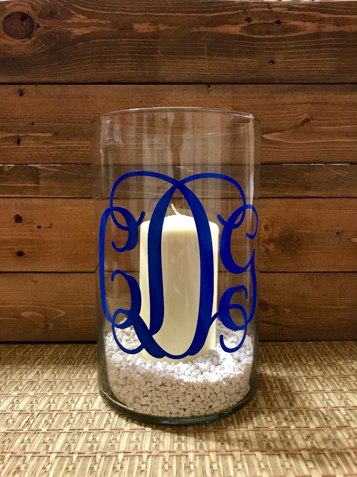 Monogrammed Candle Holder - Decorative Candle