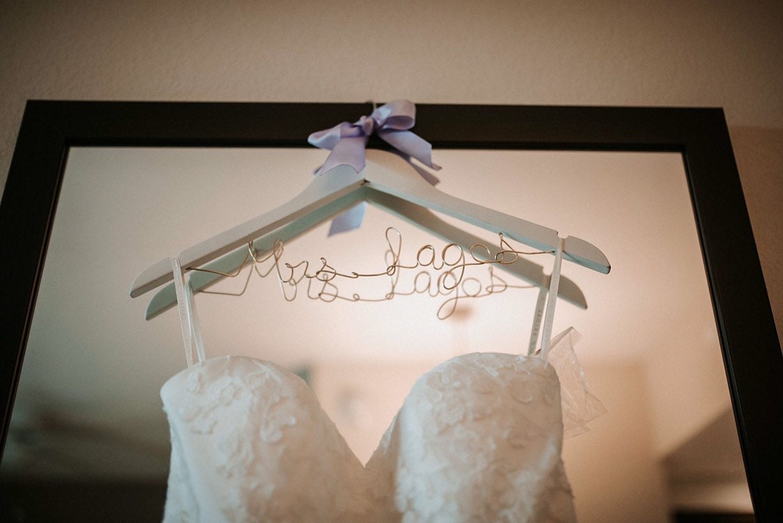 Painted Bridal Hangers - Personalized - Gift for the Bride - Wedding Dress Hanger - Customized with Color