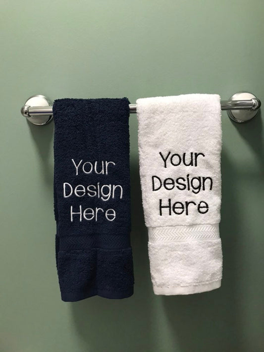 Personalized Bathroom Hand Towels -Cotton- Embroidered-Choose your Colors - Bath Towel for Powder Room - Custom Design - Your Design