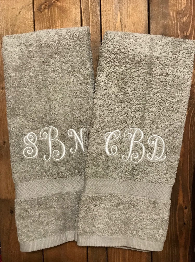 Monogrammed Personalized Bathroom Hand Towels -Cotton- Embroidered Monogram-Choose your Colors