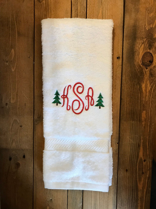 Personalized Christmas Bath Hand Towels -Embroidered-Christmas Decor - Bathroom Towel - Custom Design