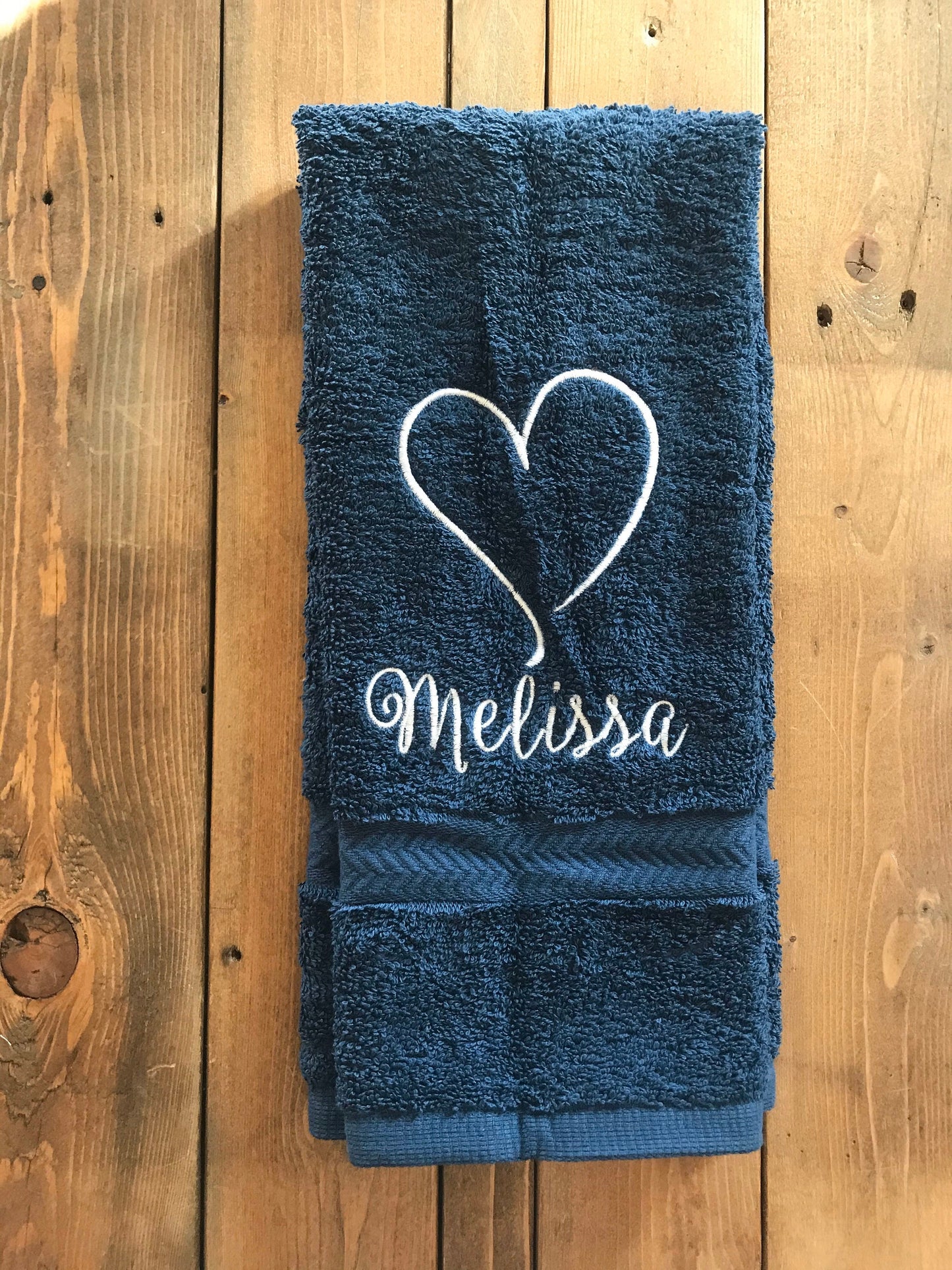 Love Personalized Bathroom Hand Towels -Cotton- Embroidered-Choose your Colors