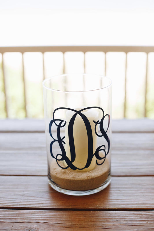 Monogrammed Candle Holder - Decorative Candle