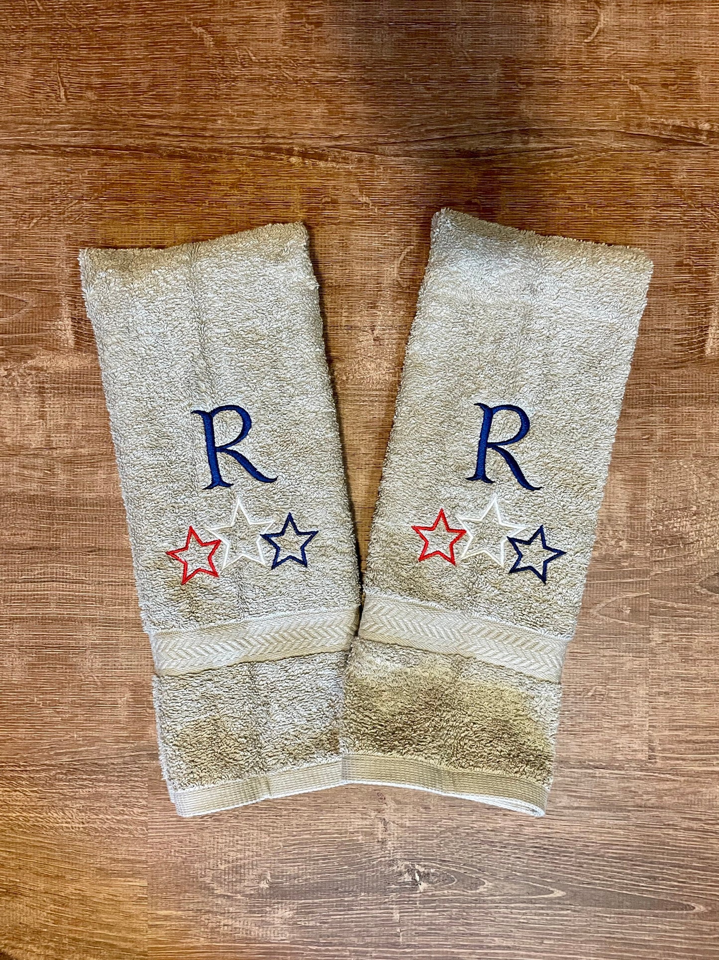 Patriotic Personalized Bathroom Hand Towels -Cotton- Embroidered-Great for boat