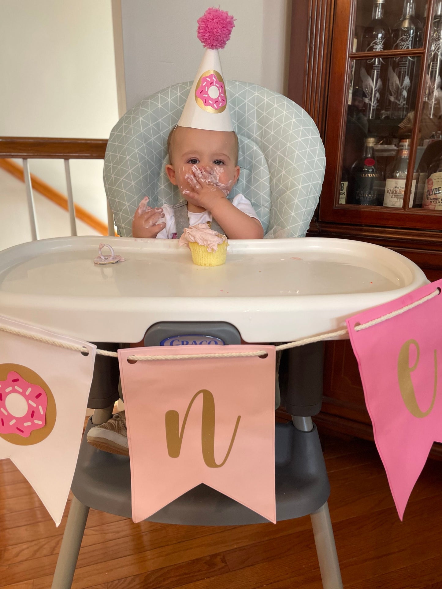 High Chair Banner - First Birthday - Decoration - Donut Themed
