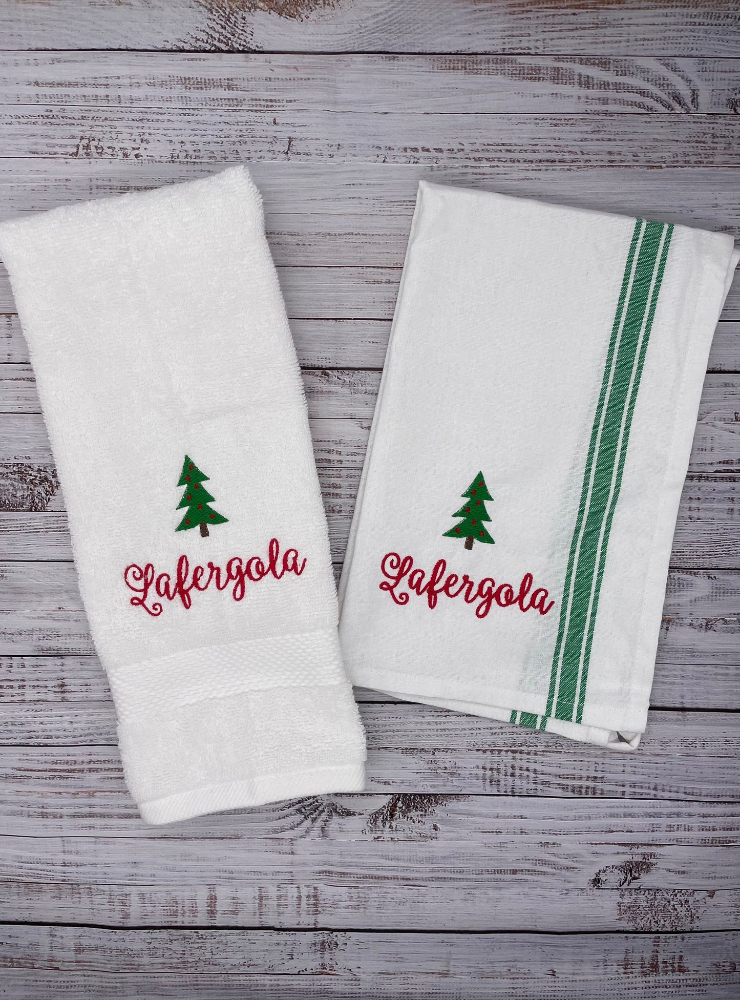 Christmas Holiday Seasonal Towel Gift Set - Personalized Kitchen and Bath Hand Towel