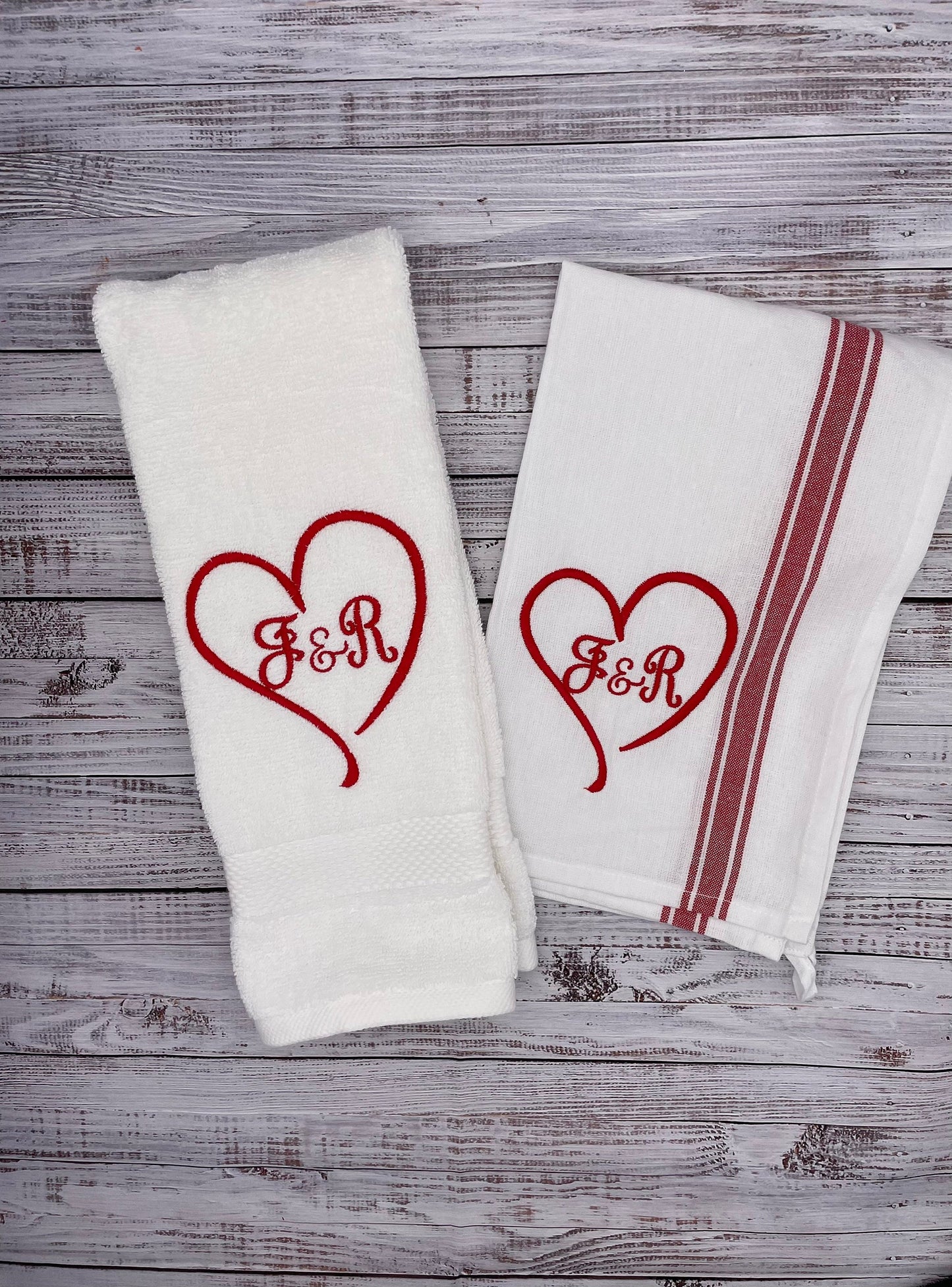 Love Personalized Bathroom Hand Towels -Cotton- Embroidered-Choose your Colors