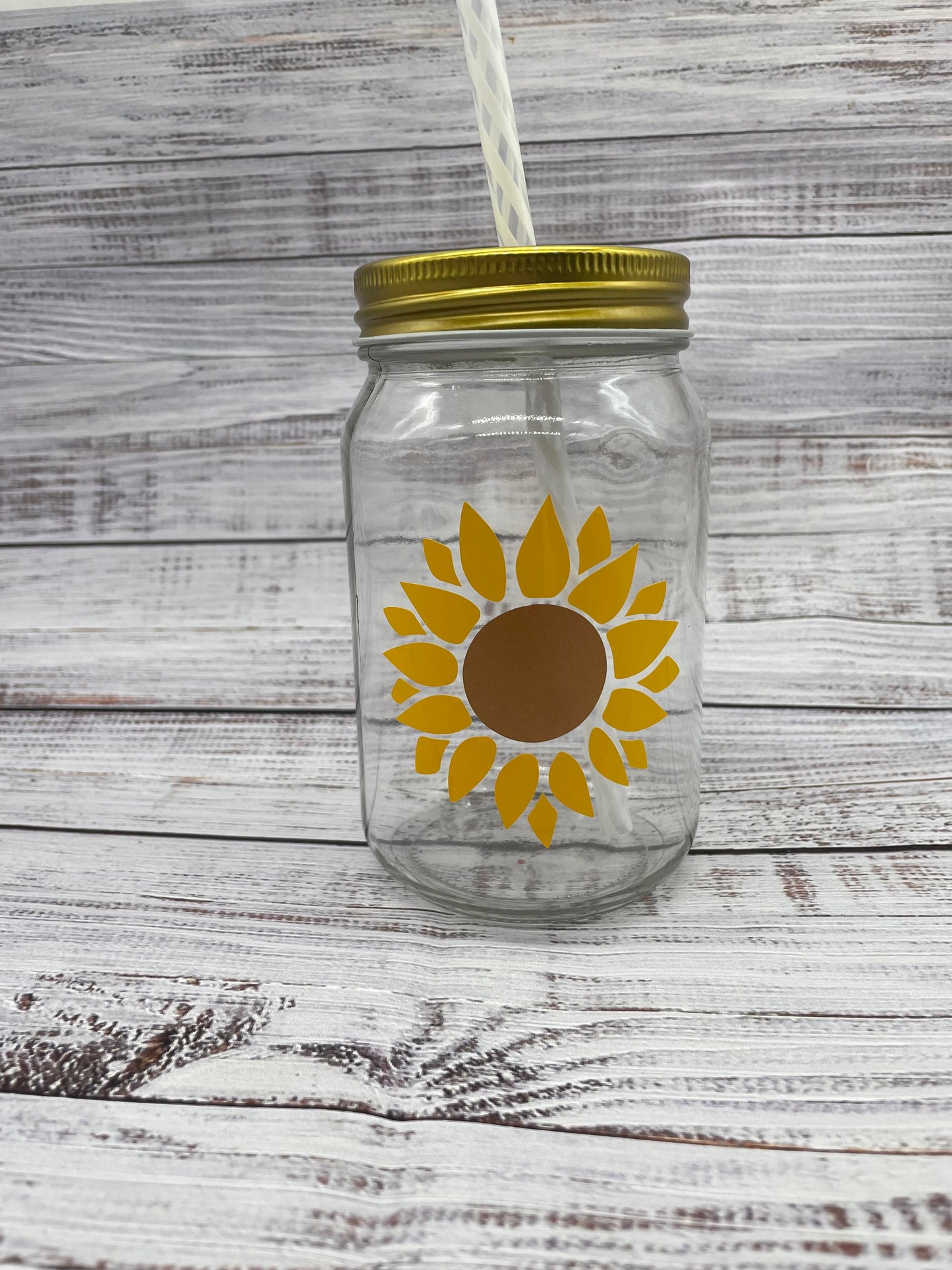 Sunflower Mason Jar Drink Glass